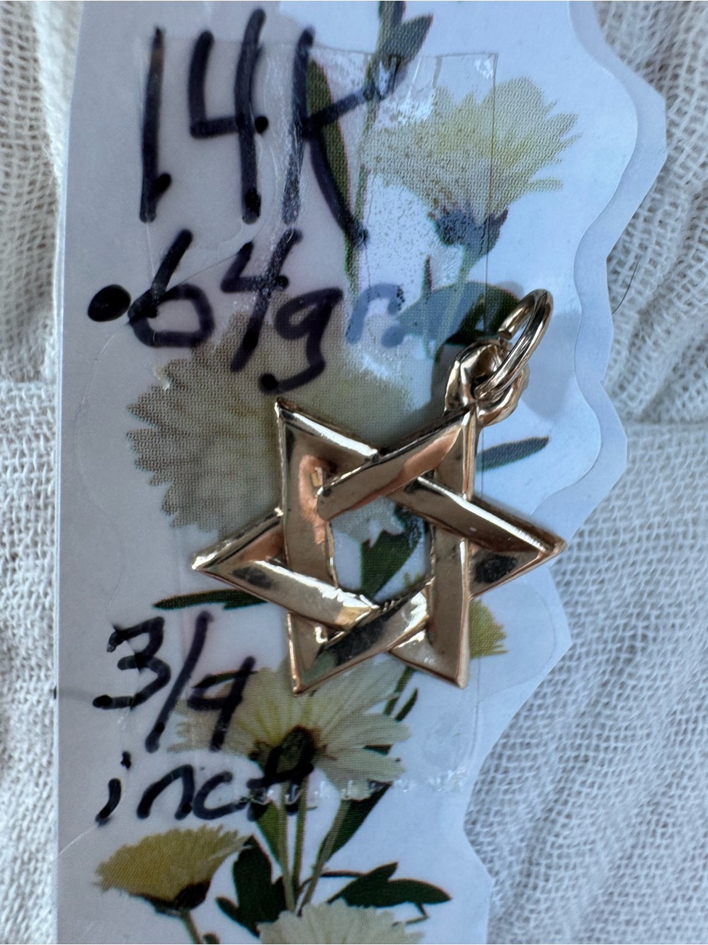 14k stamped and acid tested Gold Star of David Pendant